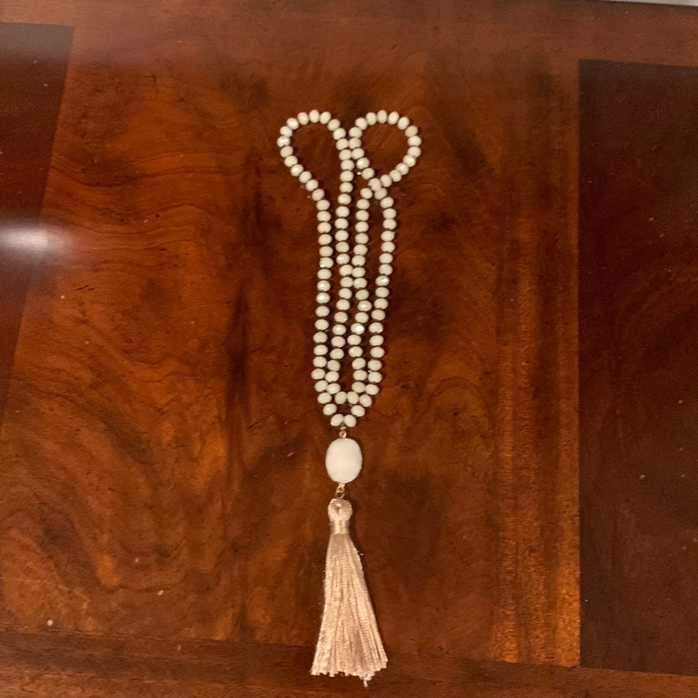 Anthropologie stone and tassel necklace